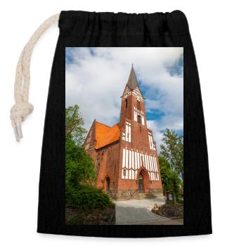 St. Jürgen Kirche Flensburg - Verschließbarer Geschenkbeutel aus Baumwolle (14x20cm) - Schwarz - Vorne