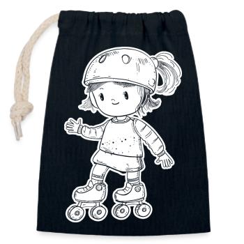 Rollschuhfahrerin - Verschließbarer Geschenkbeutel aus Baumwolle (14x20cm) - Navy - Vorne
