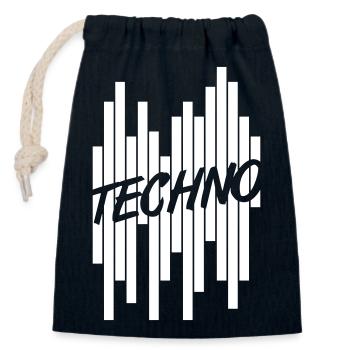 Techno Love Citation Dire Musique Fête Célébrer Logo - Sac cadeau en coton avec cordon (14 x 20 cm) - bleu marine - Devant