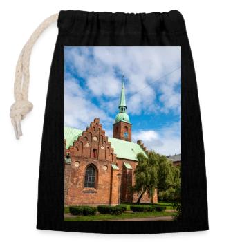 Klosterkirken, Aarhus, Dänemark - Verschließbarer Geschenkbeutel aus Baumwolle (14x20cm) - Schwarz - Vorne