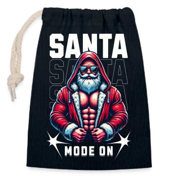 Santa Mode On - Closable cotton gift bag (14x20cm) - navy - Front