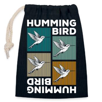 Vie animale des oiseaux - Sac cadeau en coton avec cordon (14 x 20 cm) - bleu marine - Devant