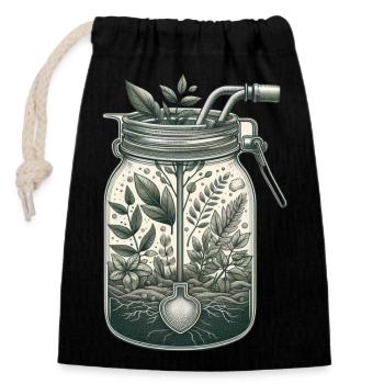 Plant (grounds) Gifts - Closable cotton gift bag (14x20cm) - black - Front