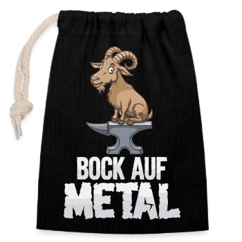 Bock auf Metal - Verschließbarer Geschenkbeutel aus Baumwolle (14x20cm) - Schwarz - Vorne