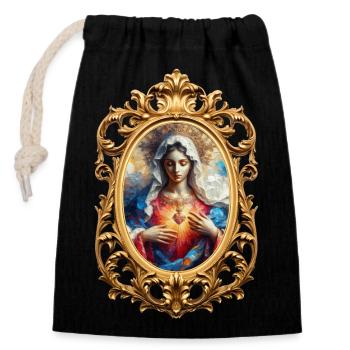 Holly Mary Maria Madonna Mariana Virgin Mary Holy - Closable cotton gift bag (14x20cm) - black - Front