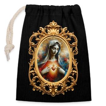 Holly Mary Maria Madonna Mariana Virgin Mary Holy - Closable cotton gift bag (14x20cm) - black - Front