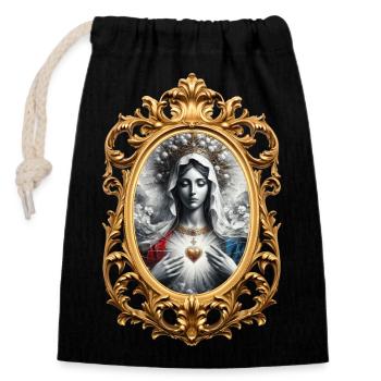 Holly Mary Maria Madonna Mariana Virgin Mary Holy - Closable cotton gift bag (14x20cm) - black - Front