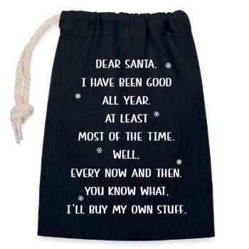 Dear Santa - Closable cotton gift bag (14x20cm) - navy - Front