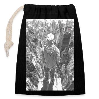 Hoodie over Skyline – Urban View - Closable cotton gift bag (14x20cm) - black - Front