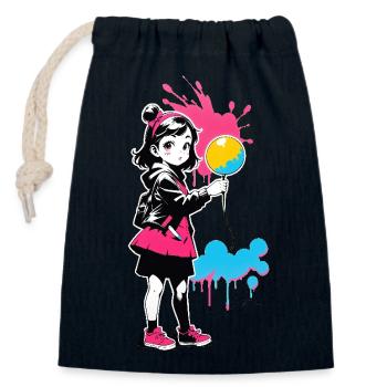 Street Art Fille 23237 - Sac cadeau en coton avec cordon (14 x 20 cm) - bleu marine - Devant