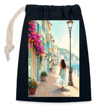 Mediterraner Traum – Küstenflair - Verschließbarer Geschenkbeutel aus Baumwolle (14x20cm) - Navy - Vorne