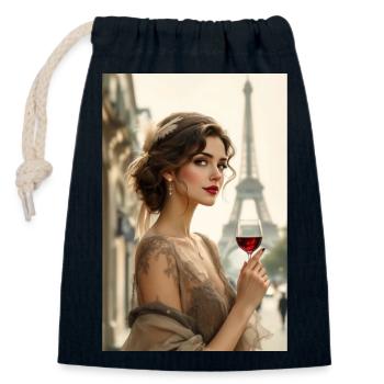 Pariser Elegance – Romantischer Genuss - Verschließbarer Geschenkbeutel aus Baumwolle (14x20cm) - Navy - Vorne