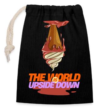 The world is upside down - Verschließbarer Geschenkbeutel aus Baumwolle (14x20cm) - Schwarz - Vorne
