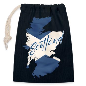 Flag of Scotland, Scottish pride - Closable cotton gift bag (14x20cm) - navy - Front