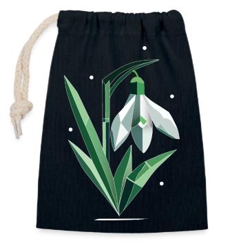 Zarte polygonale Schneeglöckchen-Illustration - Verschließbarer Geschenkbeutel aus Baumwolle (14x20cm) - Navy - Vorne
