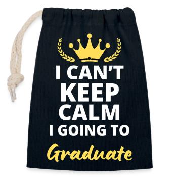 Impossible de rester calme, je vais être diplômé ! - Sac cadeau en coton avec cordon (14 x 20 cm) - bleu marine - Devant