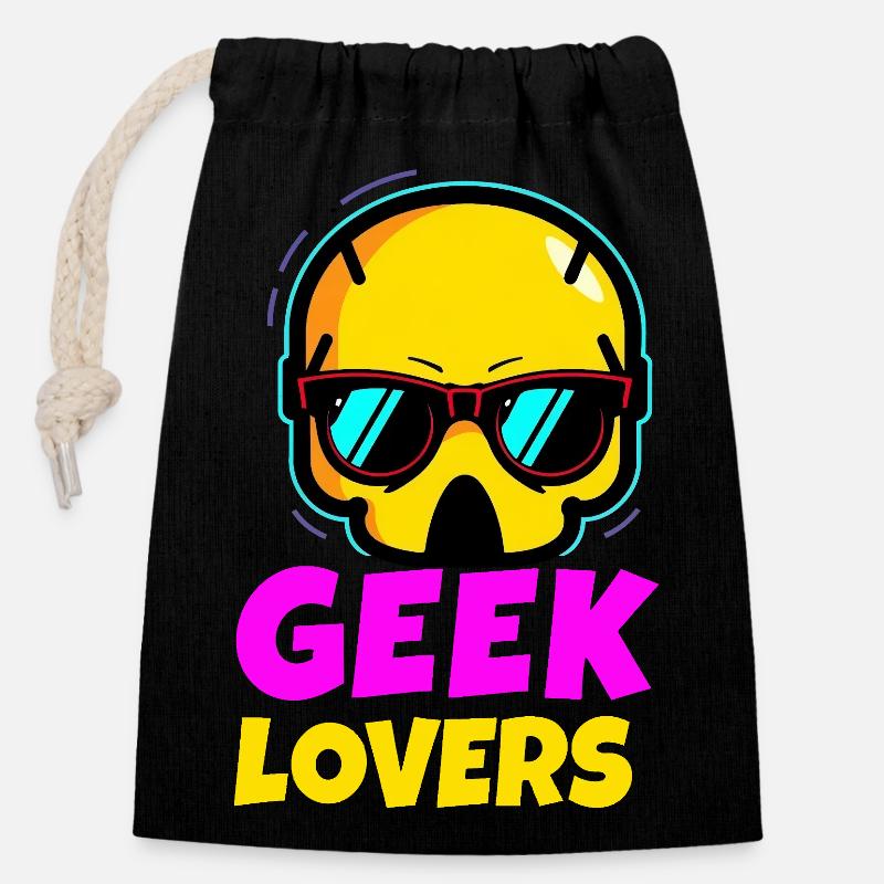 Geek Lovers - Closable cotton gift bag (14x20cm) - black