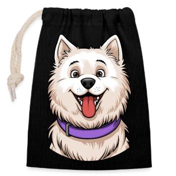 Samoyed Portrait - Closable cotton gift bag (14x20cm) - black - Front
