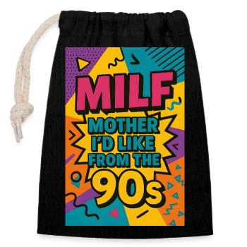 Mother I'd Like From the 90s | Retro 90s Mother's - Closable cotton gift bag (14x20cm) - black - Front