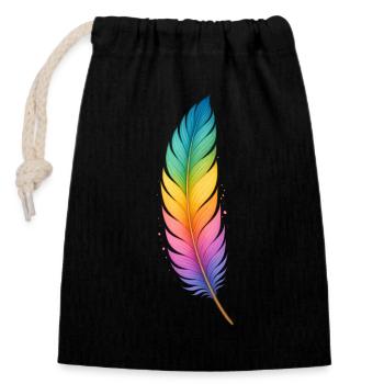 Plume colorée - Puissance douce de couleur arc-en-ciel - Sac cadeau en coton avec cordon (14 x 20 cm) - noir - Devant