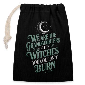 L’héritage de la sorcière : Force imbrûlée - Sac cadeau en coton avec cordon (14 x 20 cm) - noir - Devant