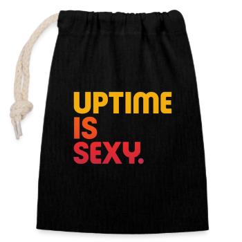 Uptime is sexy – nerdiges IT-Shirt für Systemadministratoren - Verschließbarer Geschenkbeutel aus Baumwolle (14x20cm) - Schwarz - Vorne