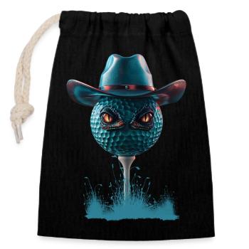 Les yeux de la jungle : la balle de golf de cow-boy - Sac cadeau en coton avec cordon (14 x 20 cm) - noir - Devant