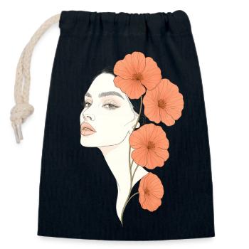 Blooming Beauty - Verschließbarer Geschenkbeutel aus Baumwolle (14x20cm) - Navy - Vorne