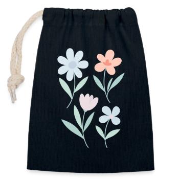 Soft Flowers – pastel & playful - Closable cotton gift bag (14x20cm) - navy - Front