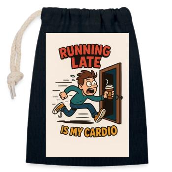 Running Late Is My Cardio Design - Verschließbarer Geschenkbeutel aus Baumwolle (14x20cm) - Navy - Vorne
