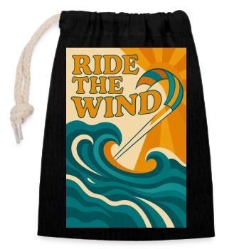 Ride the wind - Sac cadeau en coton avec cordon (14 x 20 cm) - noir - Devant