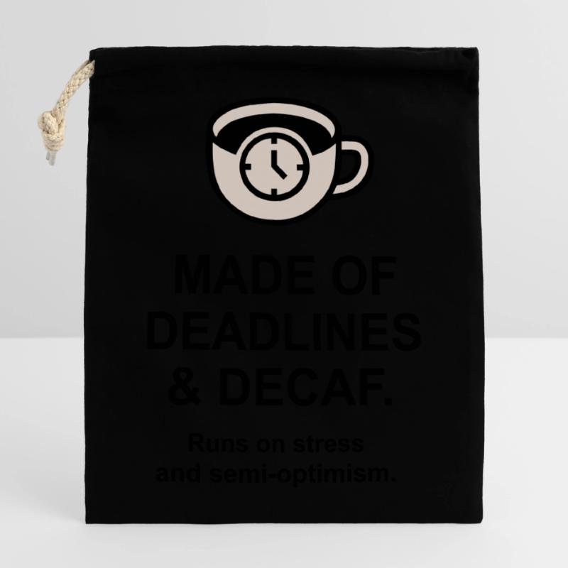 Deadlines and Decaf Closable cotton gift bag (14x20cm)