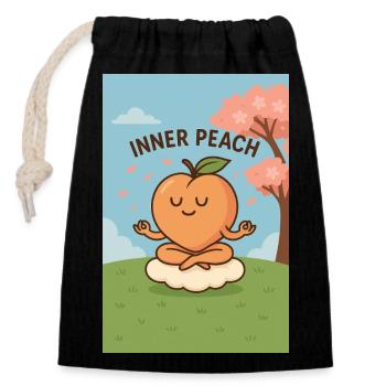 Intérieur pêche - Sac cadeau en coton avec cordon (14 x 20 cm) - noir - Devant
