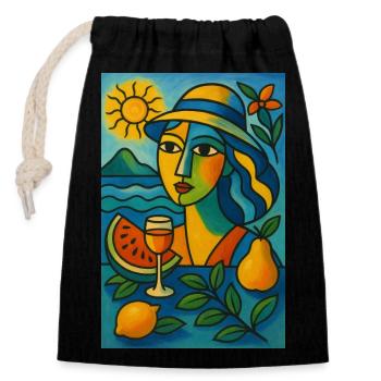 Brise d’été - Sac cadeau en coton avec cordon (14 x 20 cm) - noir - Devant