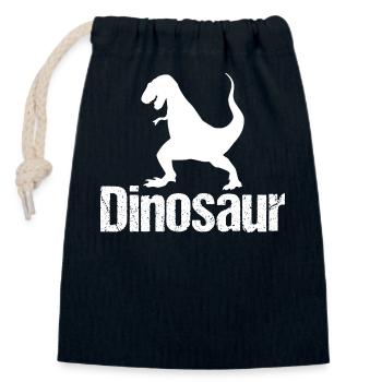 Dinosaure - T-Rex - Tyrannosaure - Sac cadeau en coton avec cordon (14 x 20 cm) - bleu marine - Devant