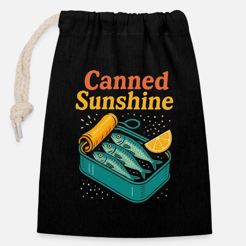 Canned Sunshine – Sardine Pop-Art Tea - Closable cotton gift bag (14x20cm) - black
