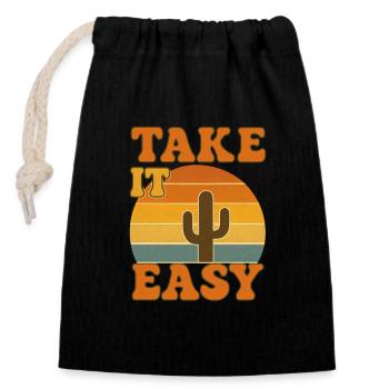 Take it Easy - Closable cotton gift bag (14x20cm) - black - Front
