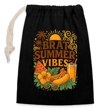 Brat Summer Vibes - Retro-Ästhetik trifft Gen Z - Verschließbarer Geschenkbeutel aus Baumwolle (14x20cm) - Schwarz - Vorne
