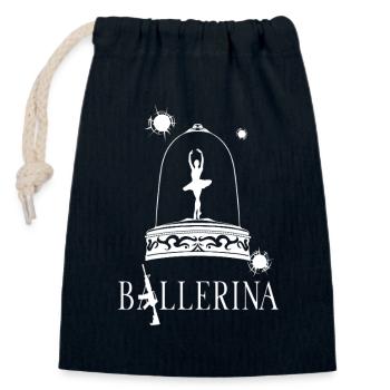 Dancer in a hail of bullets – expressive baller - Closable cotton gift bag (14x20cm) - navy - Front