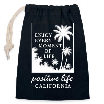 Enjoy life - Closable cotton gift bag (14x20cm) - navy - Front