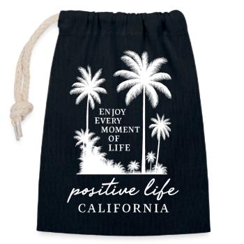 Enjoy Life - Closable cotton gift bag (14x20cm) - navy - Front