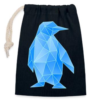 Diamond Penguin Geometric Design - Closable cotton gift bag (14x20cm) - navy - Front