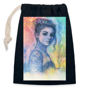 Woman pop rainbow omikly tattoo arm skull graf - Closable cotton gift bag (14x20cm) - navy - Front