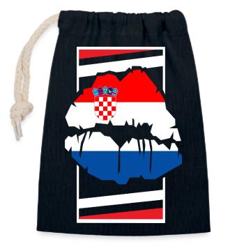 Croatie (Hrvatska) - Sac cadeau en coton avec cordon (14 x 20 cm) - bleu marine - Devant