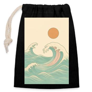 A summery picture by the sea - Closable cotton gift bag (14x20cm) - black - Front
