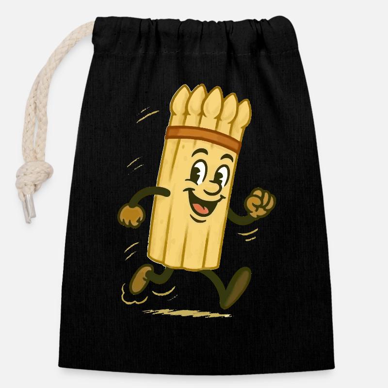 Spargel - Verschließbarer Geschenkbeutel aus Baumwolle (14x20cm) - Schwarz