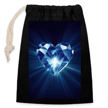 Shining Diamond Heart - Closable cotton gift bag (14x20cm) - black - Front