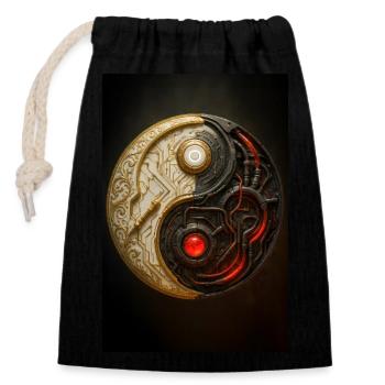 Cyber Yin Yang Gleichgewicht - Verschließbarer Geschenkbeutel aus Baumwolle (14x20cm) - Schwarz - Vorne