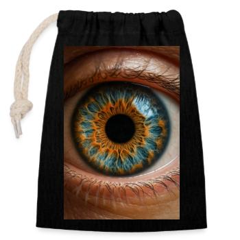 Fiery Blue Iris Close-Up - Closable cotton gift bag (14x20cm) - black - Front