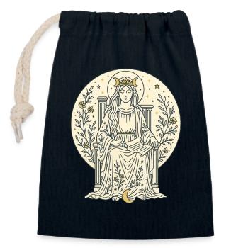 Hohe Priesterin – Ameyari Große Arkana Tarotkarte - Verschließbarer Geschenkbeutel aus Baumwolle (14x20cm) - Navy - Vorne